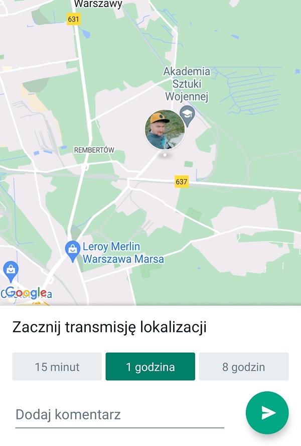Udostępnianie lokalizacji w WhatsApp - czas