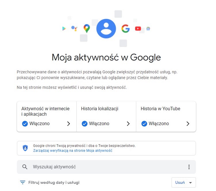 Moja aktywność w Google