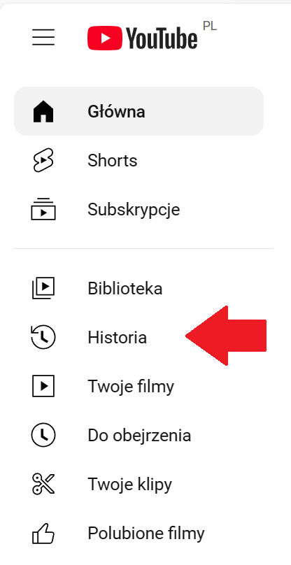 YouTube - kasowanie historii