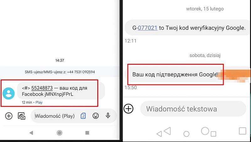 Uwaga na SMSy od Google i Facebooka pisane cyrylicą