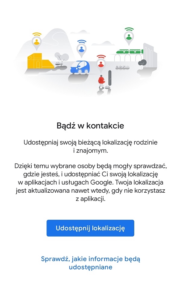 Udostępnienie lokalizacji w Mapach Google - zgoda na transmisję