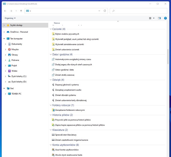 Folder God Mode w Windows 11