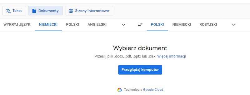 Tłumaczenie całych dokumentów