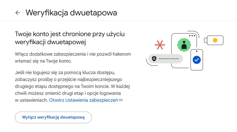 Weryfikacja dwuskładnikowa Google
